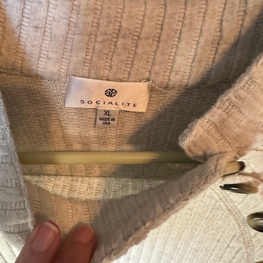 Cream Ribbed Button Sweater - Picture 2 of 4